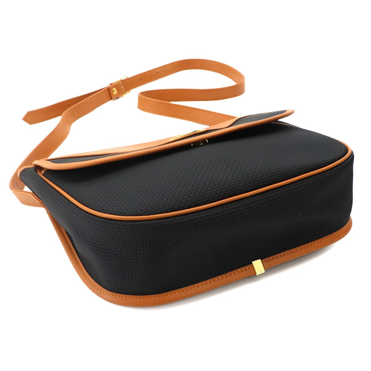 Saint Laurent Shoulder Bag Leather Black Brown Gold Vintage — view 4