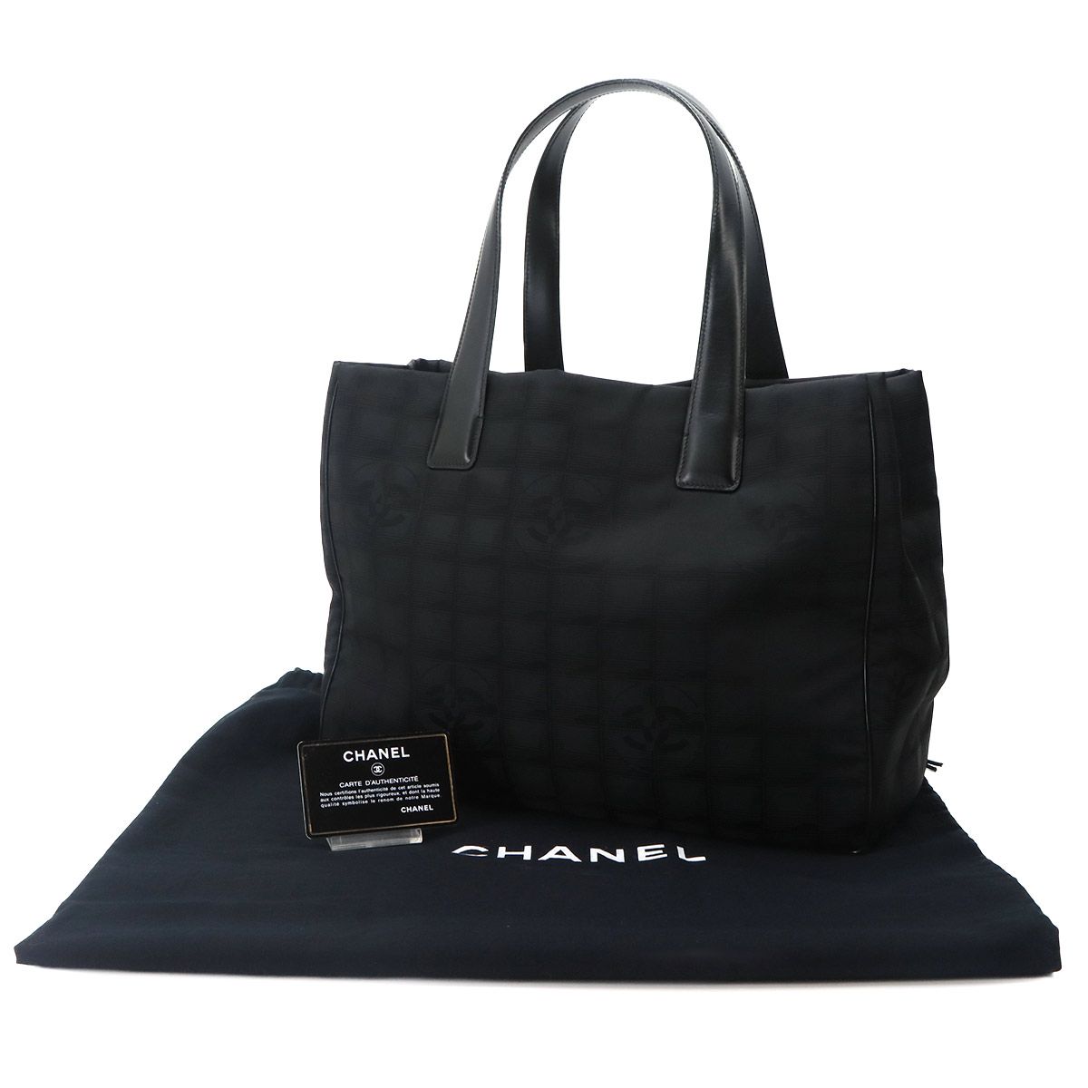 Chanel Line Tote MM Nylon Jacquard Leather Black — view 2