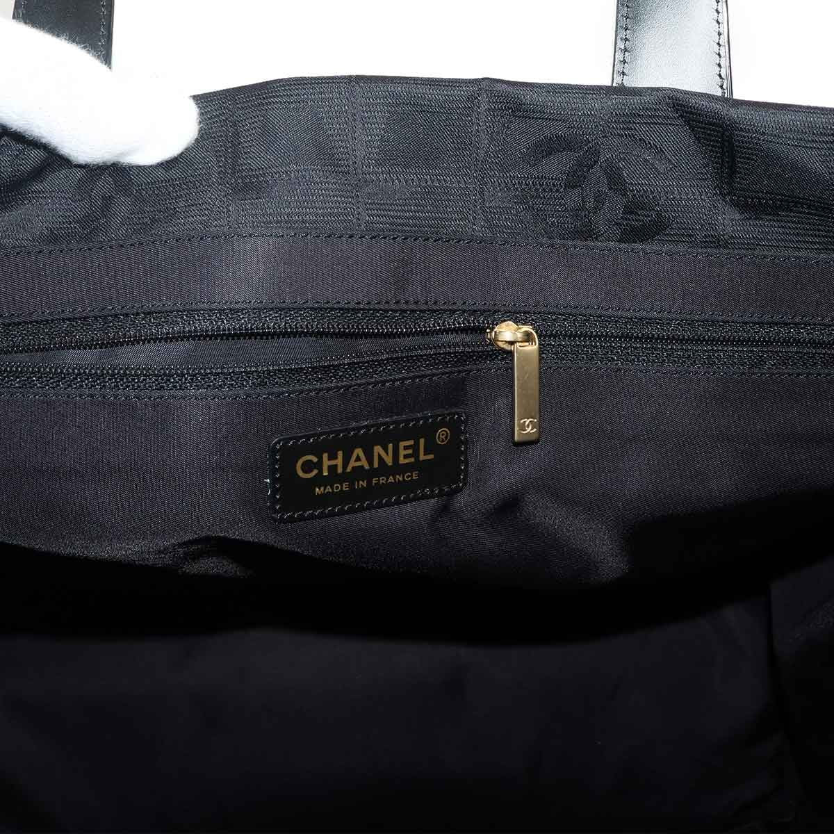 Chanel Line Tote MM Nylon Jacquard Leather Black — view 8
