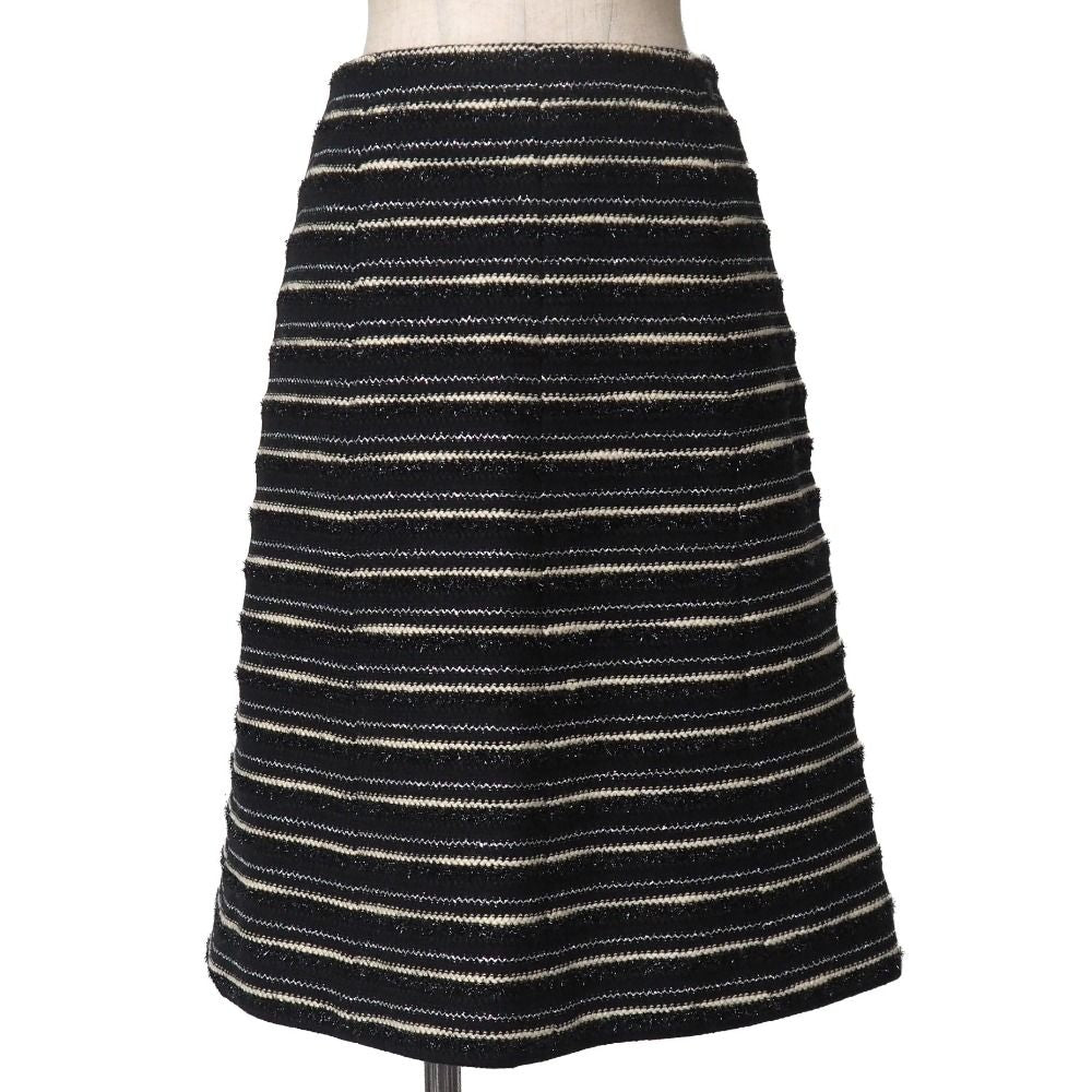 Chanel Skirt 42 Tweed Border Stripe Lame Thread
