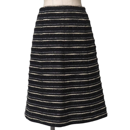Chanel Skirt 42 Tweed Border Stripe Lame Thread