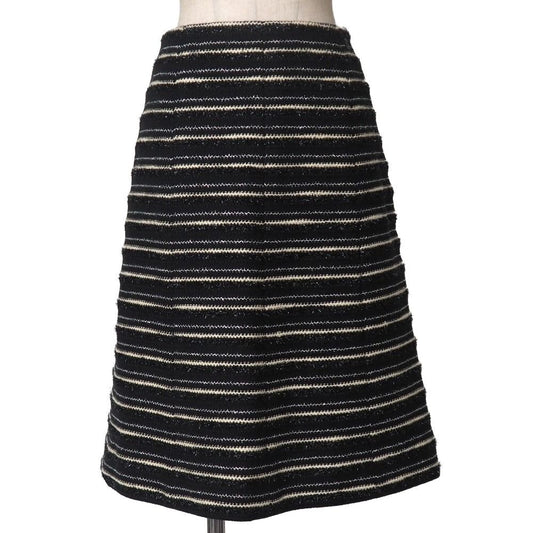 Chanel Skirt 42 Tweed Border Stripe Lame Thread