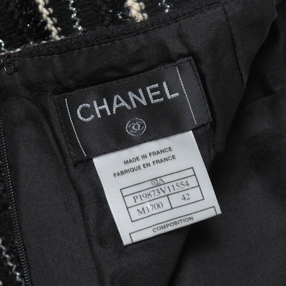 Chanel Skirt 42 Tweed Border Stripe Lame Thread — view 4