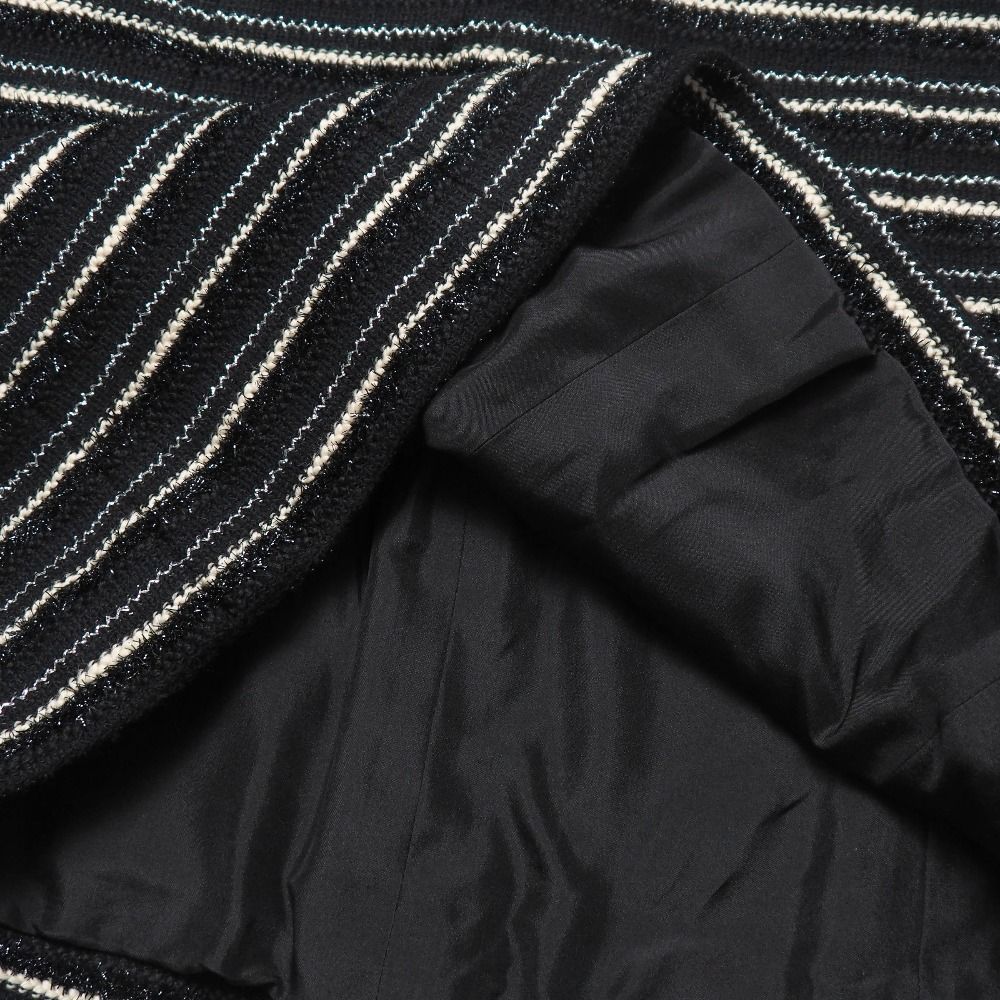 Chanel Skirt 42 Tweed Border Stripe Lame Thread — view 5