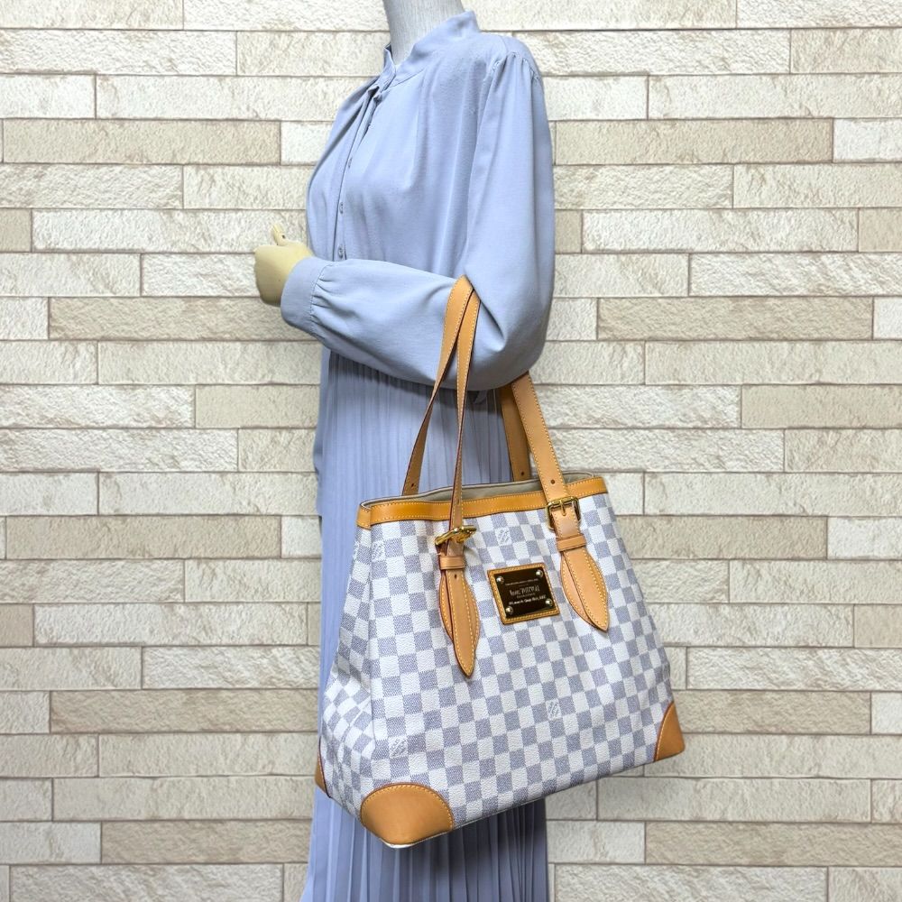 Louis Vuitton Hamstead MM Damier Azur Tote Canvas White Second — view 2