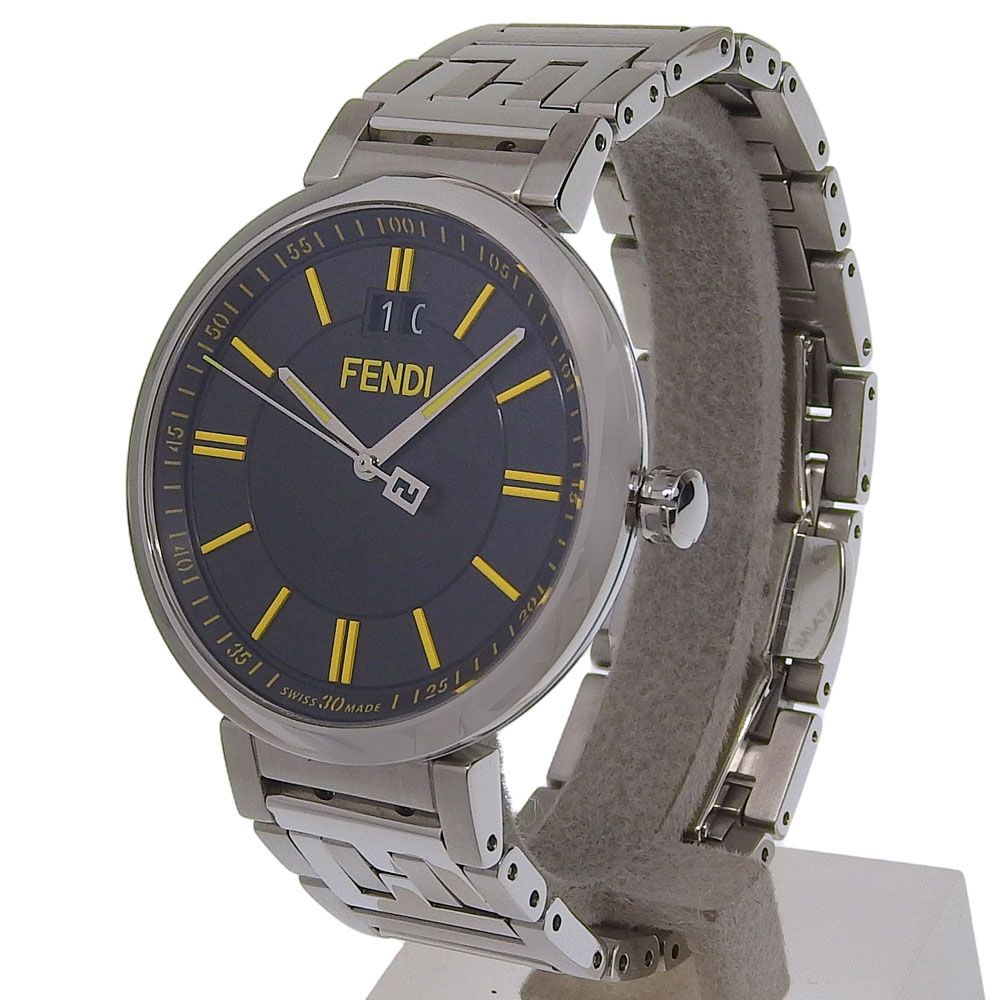 Fendi Forever Date Stainless Steel Quartz Analog Display Black Dial Watch — view 2