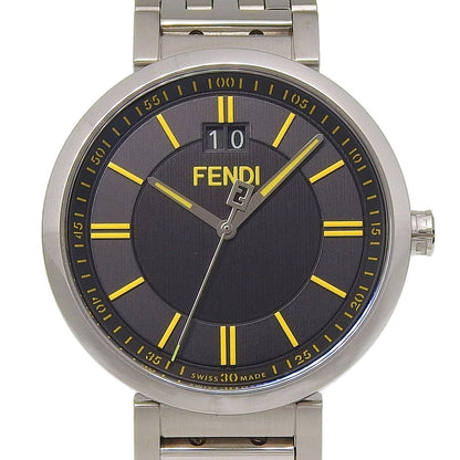 Fendi Forever Date Stainless Steel Quartz Analog Display Black Dial Watch