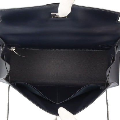 Hermes Kelly 32 Shoulder Bag Box Calf Navy Second — view 6
