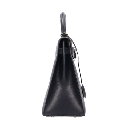 Hermes Kelly 32 Shoulder Bag Box Calf Navy Second — view 4