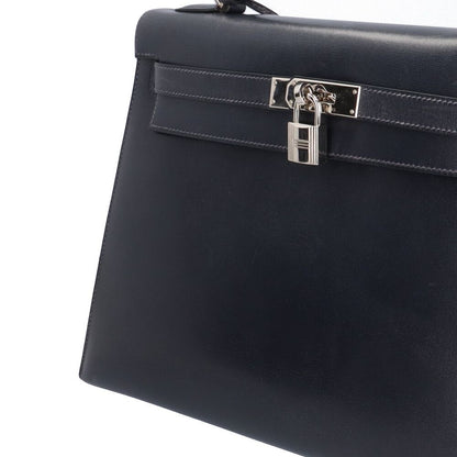 Hermes Kelly 32 Shoulder Bag Box Calf Navy Second — view 8