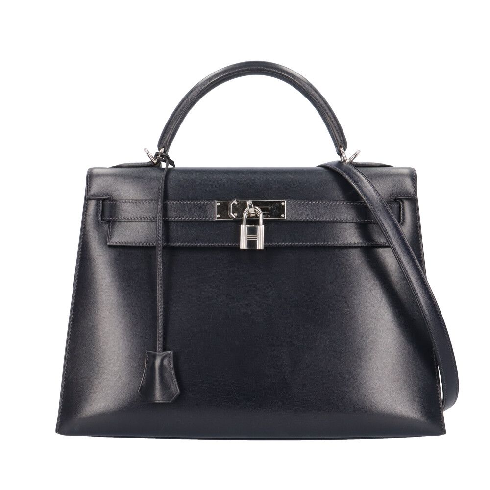 Hermes Kelly 32 Shoulder Bag Box Calf Navy Second