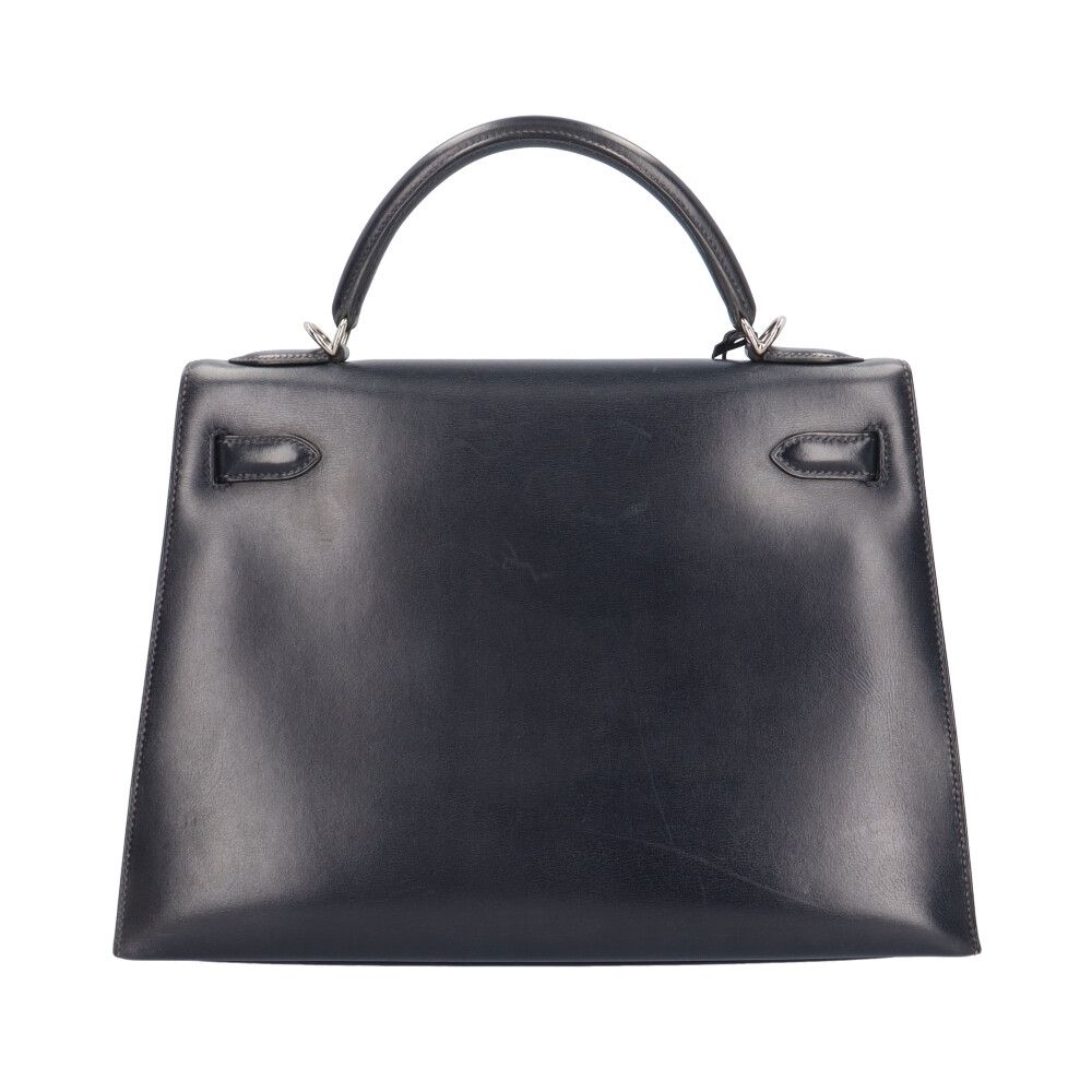 Hermes Kelly 32 Shoulder Bag Box Calf Navy Second — view 3