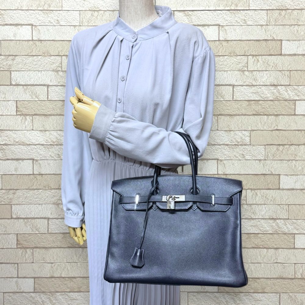 Hermes Birkin 35 Handbag Veau Epsom Navy Second — view 2