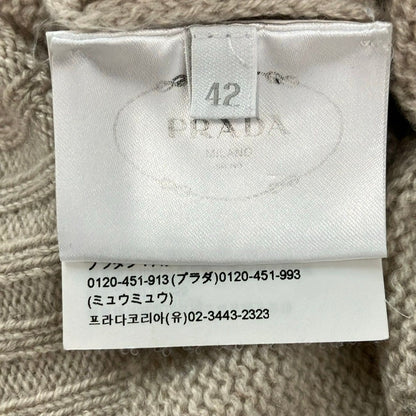 Prada Long Sleeve Sweater IT 42 Beige Neck Cashmere — view 5