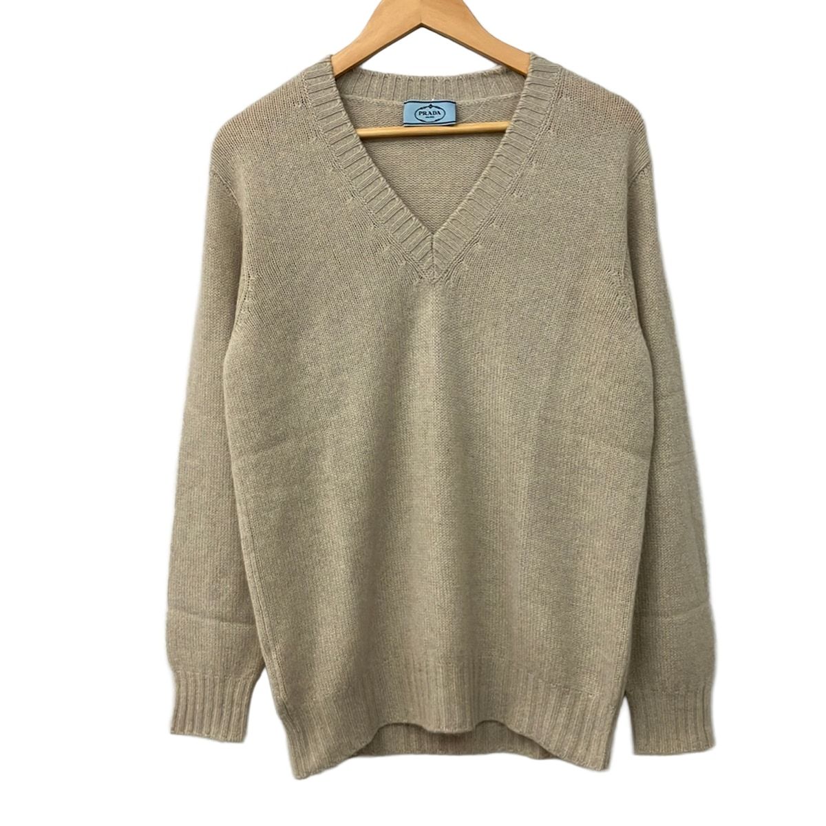 Prada Long Sleeve Sweater IT 42 Beige Neck Cashmere