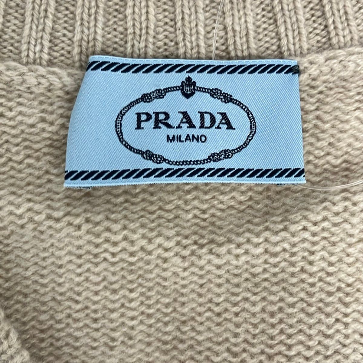 Prada Long Sleeve Sweater IT 42 Beige Neck Cashmere — view 3