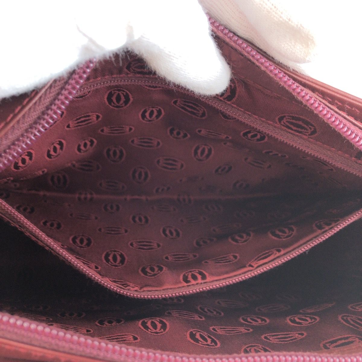 Cartier Must Line Winered Bordeaux Gold Leather Clutch Secondbag — view 7