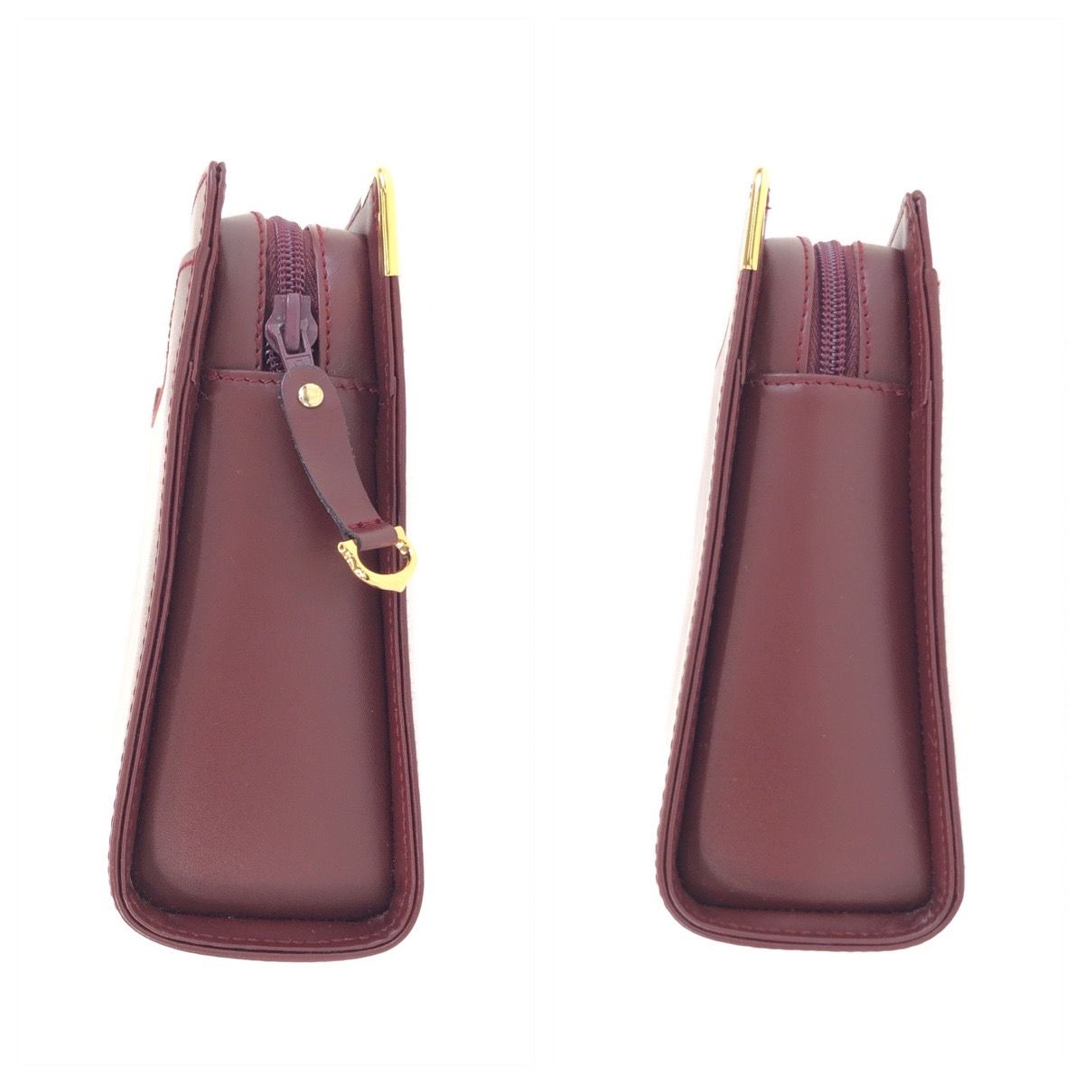 Cartier Must Line Winered Bordeaux Gold Leather Clutch Secondbag — view 5