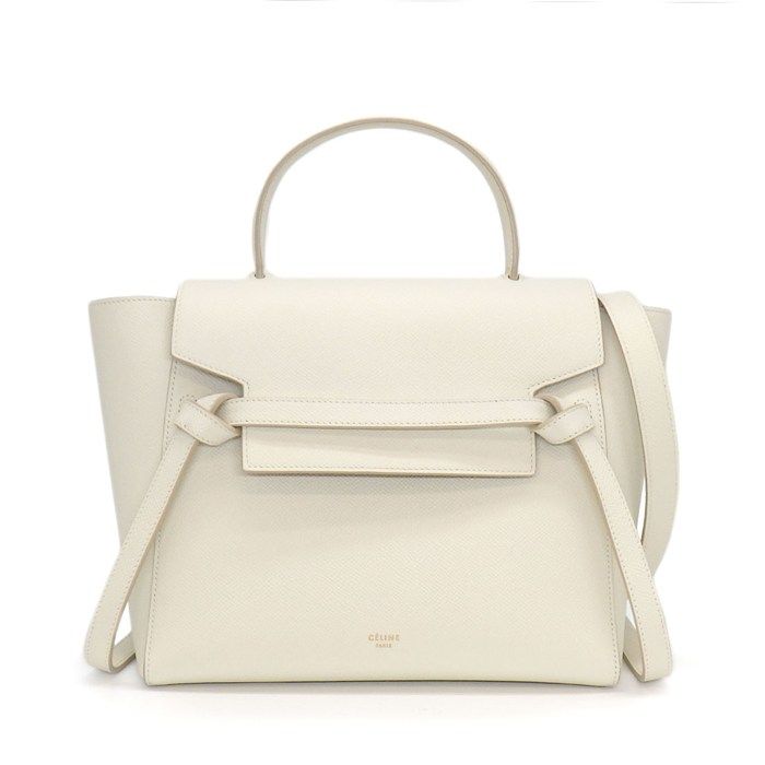 Celine Shoulder Bag Micro White Calfskin Gold