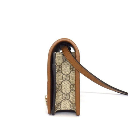 Gucci Shoulder Bag GG Emblem Wallet Beige Supremecanvas Leather — view 3