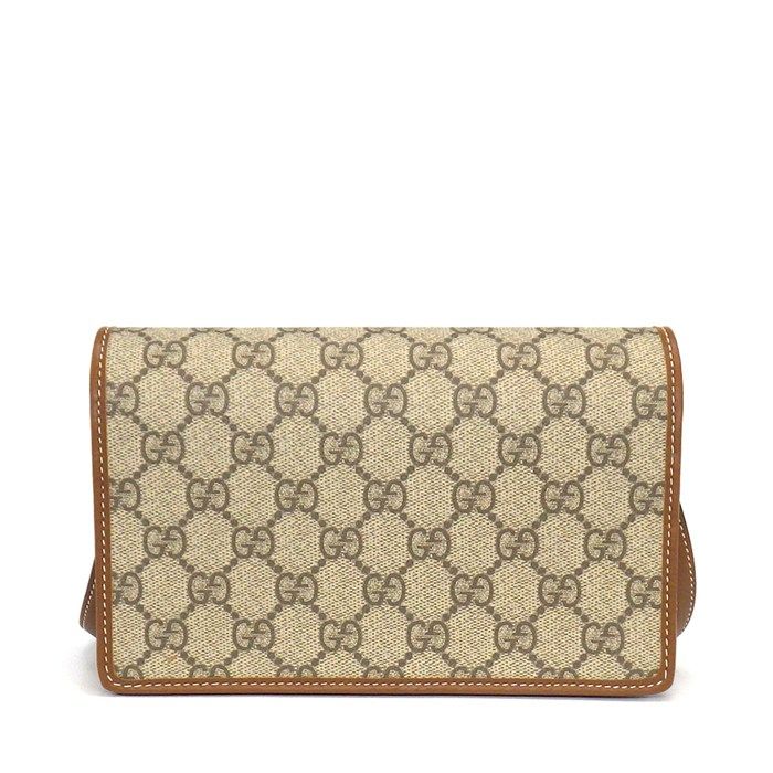 Gucci Shoulder Bag GG Emblem Wallet Beige Supremecanvas Leather — view 2