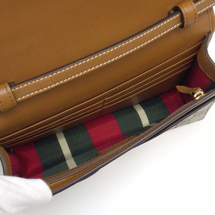 Gucci Shoulder Bag GG Emblem Wallet Beige Supremecanvas Leather — view 5