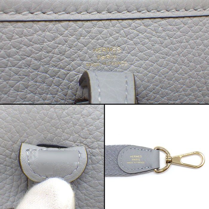 Hermes Shoulder Bag Evelyne TPM 2025 Gris Perle Taurillon Clemence Gold — view 6