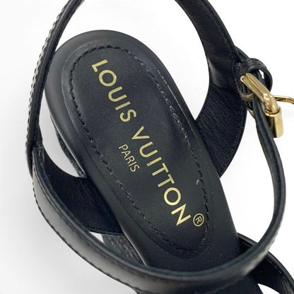 Louis Vuitton Line Sandals Leather Fabric Black LV Logo Strap — view 7
