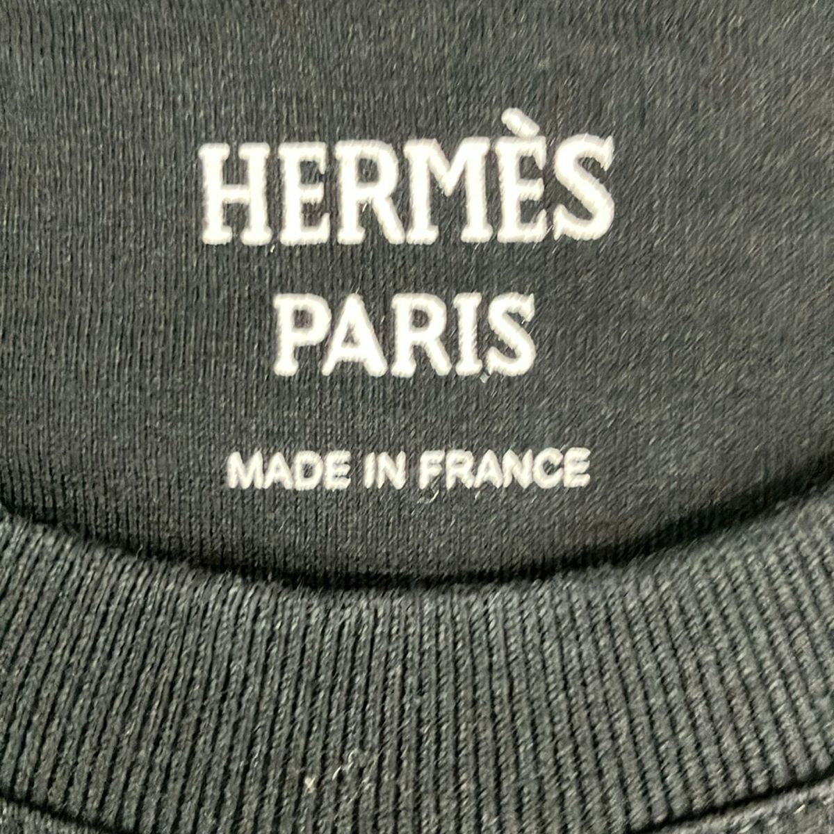 Hermes Short Sleeve T-Shirt 34 S Black Crew Neck Embroidered Pocket — view 3