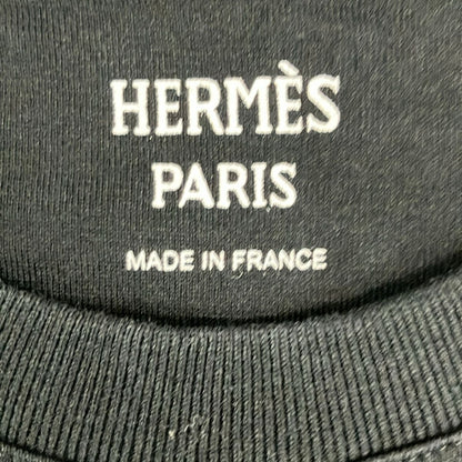 Hermes Short Sleeve T-Shirt 34 S Black Crew Neck Embroidered Pocket — view 3