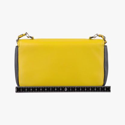 Fendi Mini Baguette Yellow Black Leather Shoulder — view 2