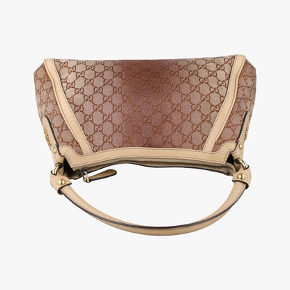 Gucci Guccissima Beige Brown Canvas Leather Handbag — view 8