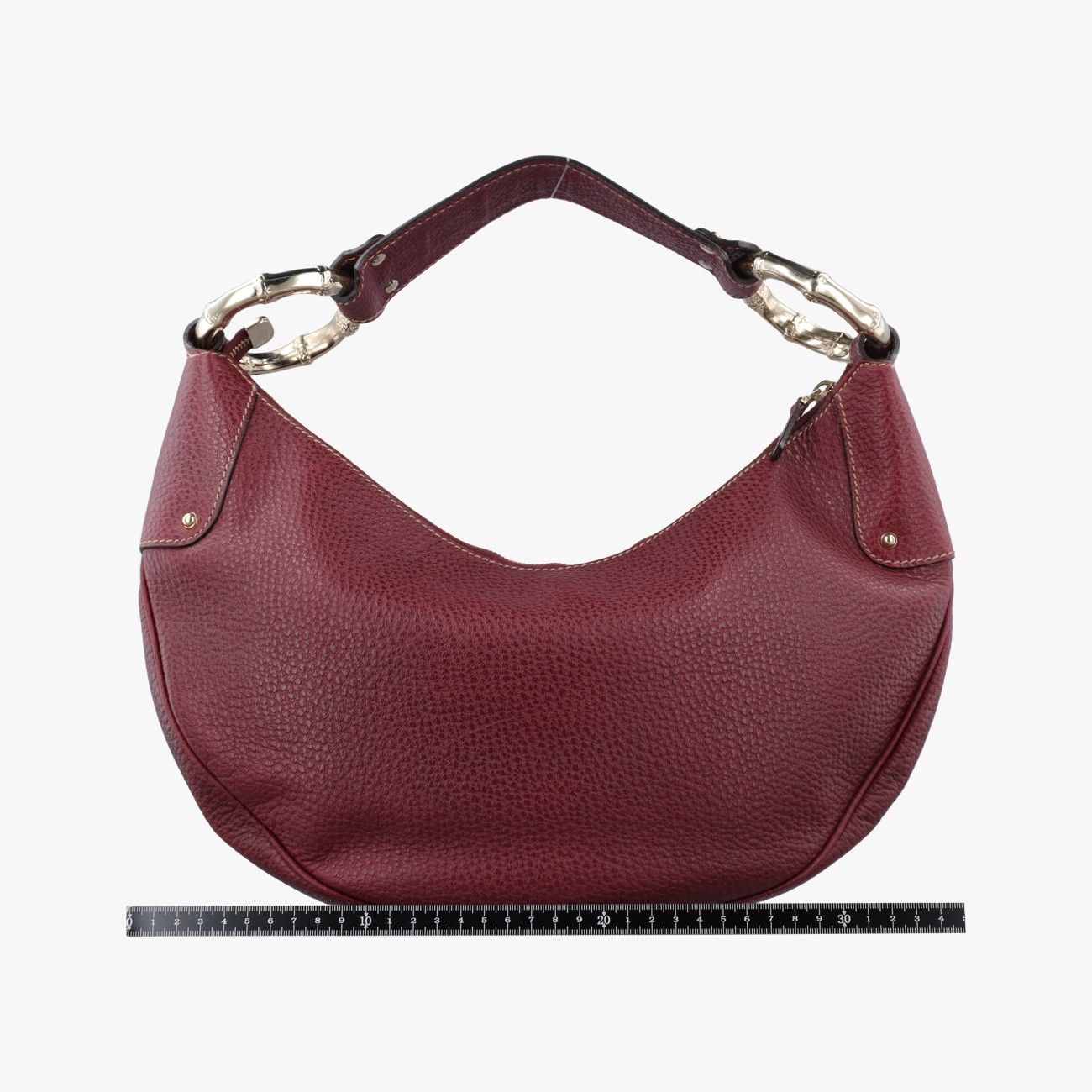 Gucci Bamboo Ring Hobo Bordeaux Leather — view 2