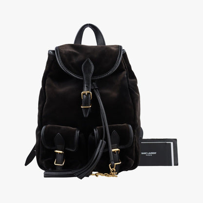 Saint Laurent Festival Fringe Backpack Black Velour