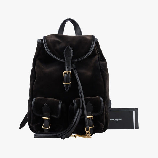 Saint Laurent Festival Fringe Backpack Black Velour