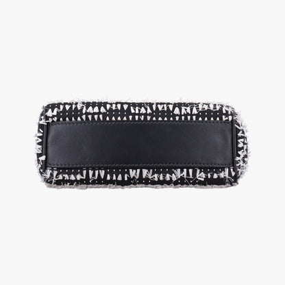 Dolce & Gabbana Sicily Black White Canvas Leather Shoulder — view 3