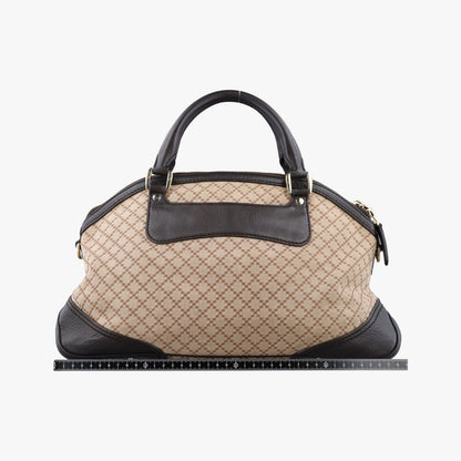 Gucci Horsebit Diamante Beige Dark Brown Canvas Leather Handbag — view 2