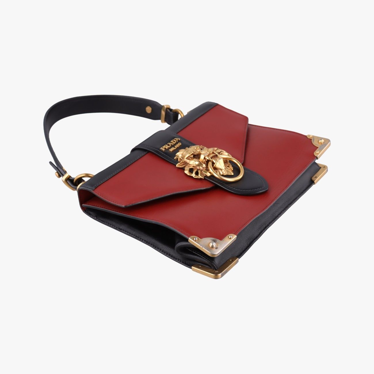 Prada Cahier Lion Head Black Red Leather 25 Shoulder — view 5