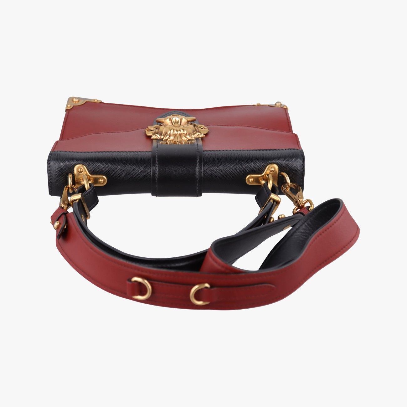 Prada Cahier Lion Head Black Red Leather 25 Shoulder — view 8