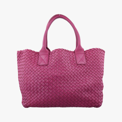 Bottega Veneta Cabas Tote Rose Red Lambskin