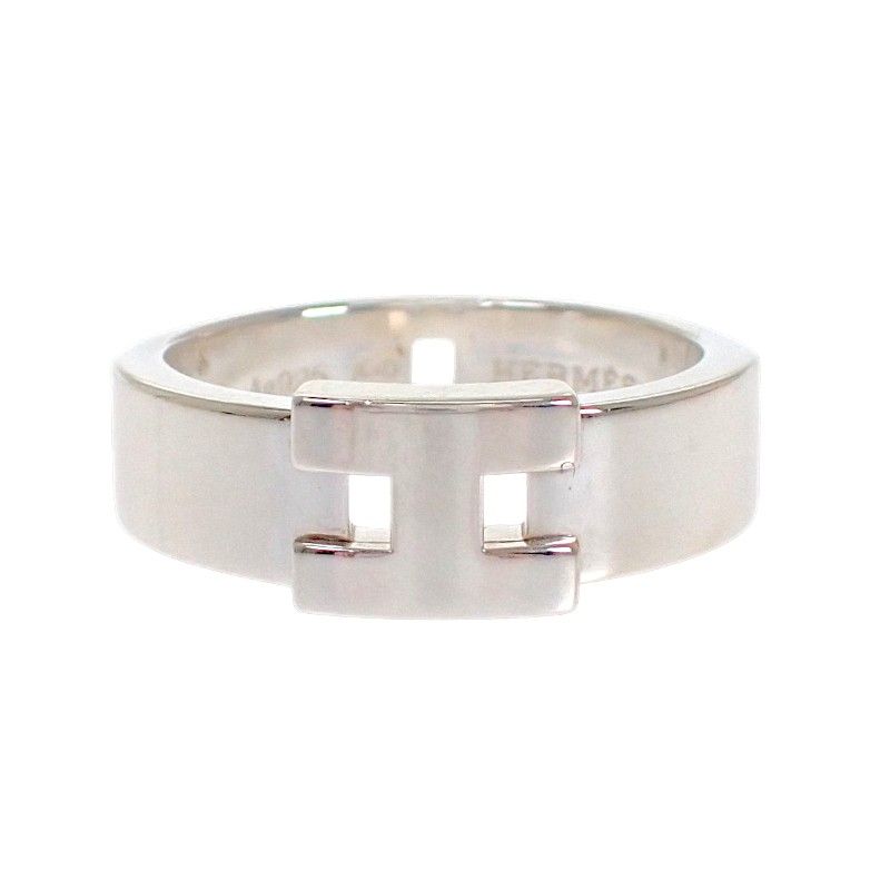 Hermes Newhela Crest Ring 49 Full 925 Sterling Silver