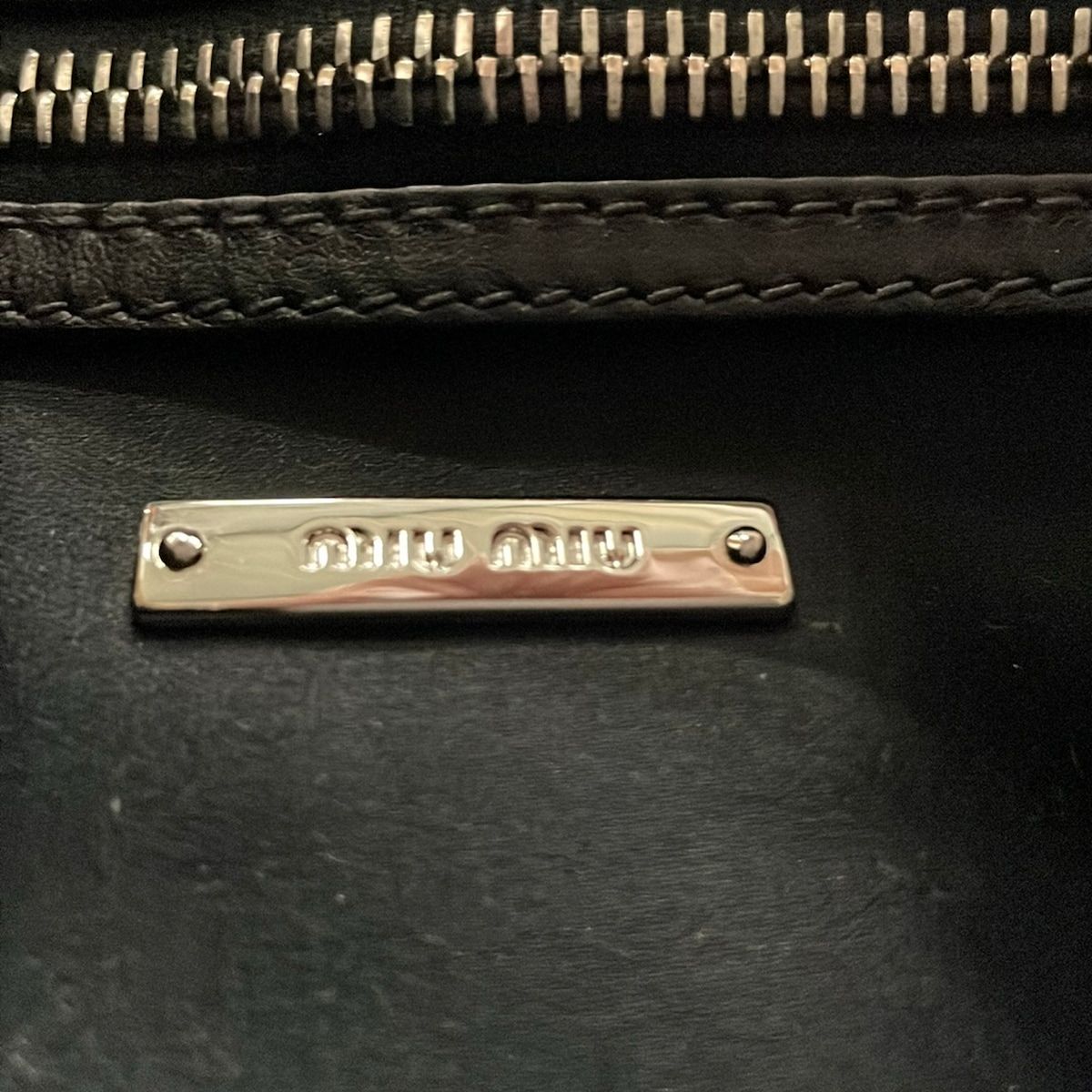 Miu Miu Shoulder Bag Black Studs Rhinestone Chain Leather — view 8