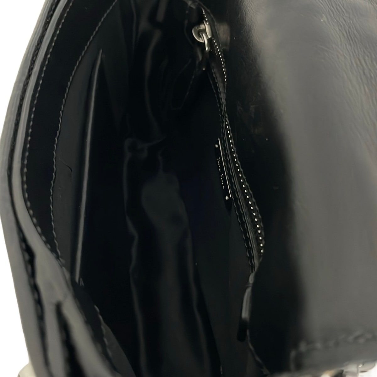 Miu Miu Shoulder Bag Black Studs Rhinestone Chain Leather — view 7