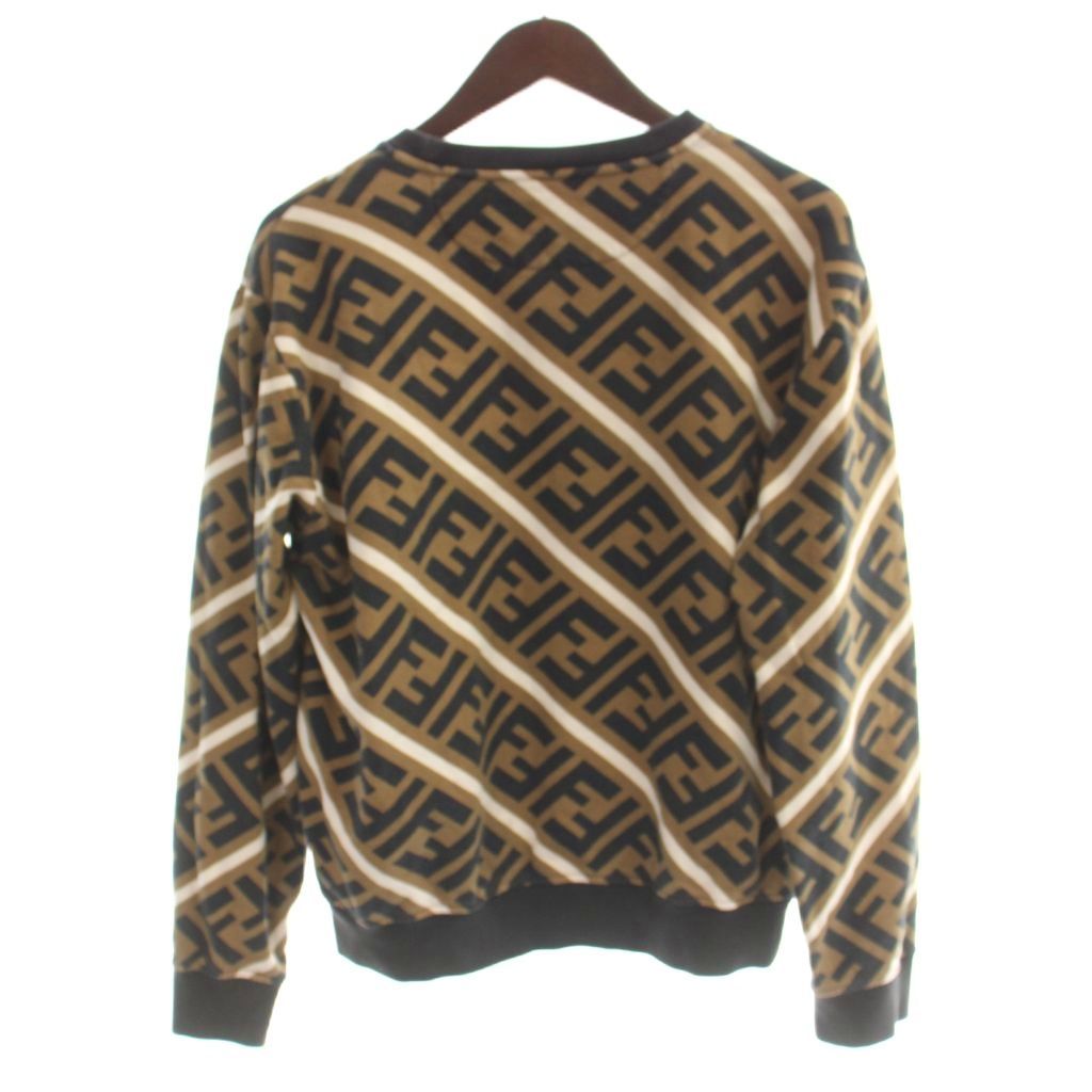 Fendi FF Pattern Zucca Sweatshirt L Brown Black Crew Neck Long Sleeve AP — view 2