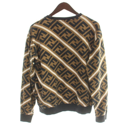 Fendi FF Pattern Zucca Sweatshirt L Brown Black Crew Neck Long Sleeve AP — view 2