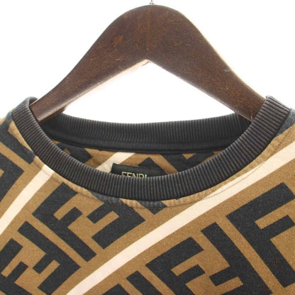 Fendi FF Pattern Zucca Sweatshirt L Brown Black Crew Neck Long Sleeve AP — view 7