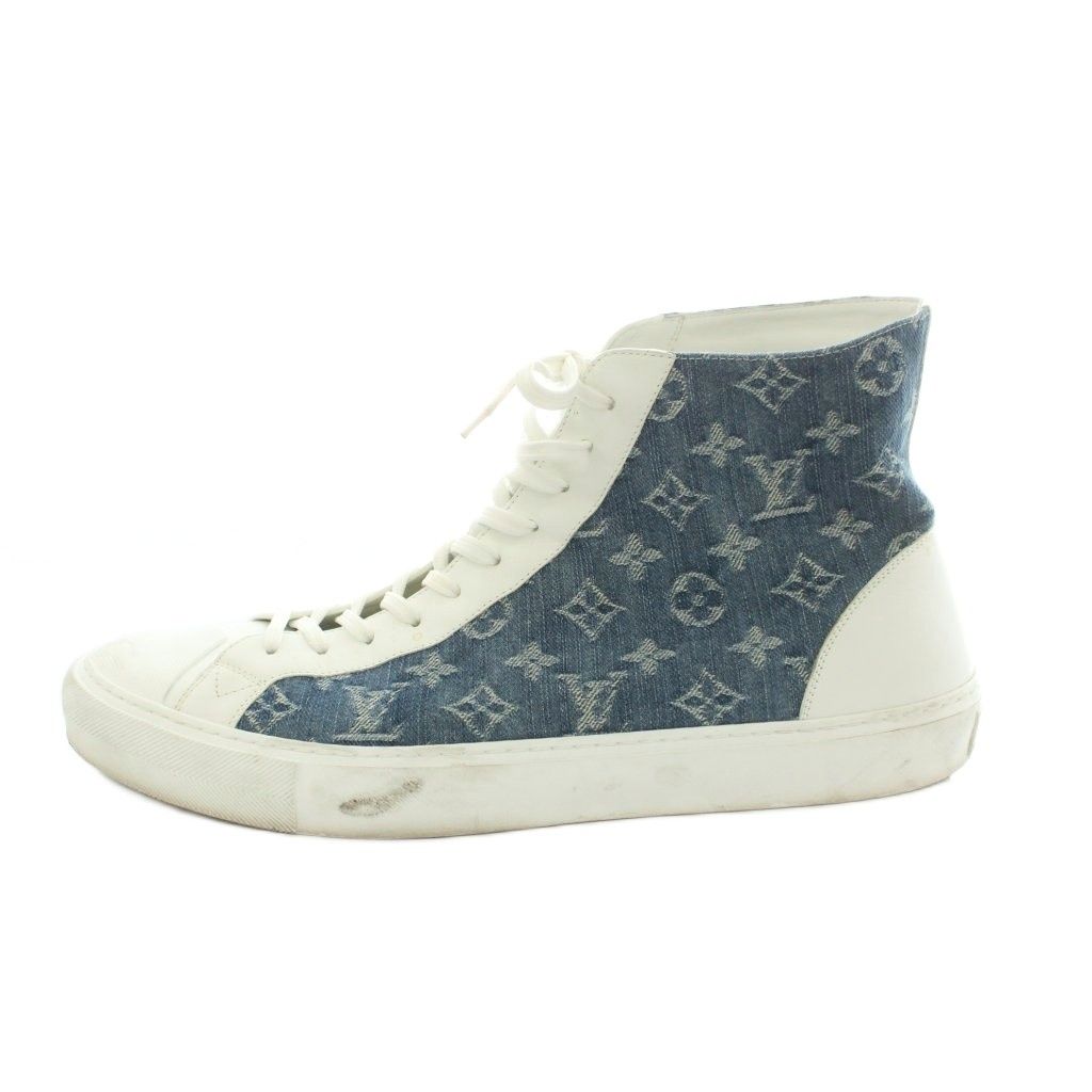 Louis Vuitton Tattoo Line Monogram Denim High-Top Sneakers 12 Blue