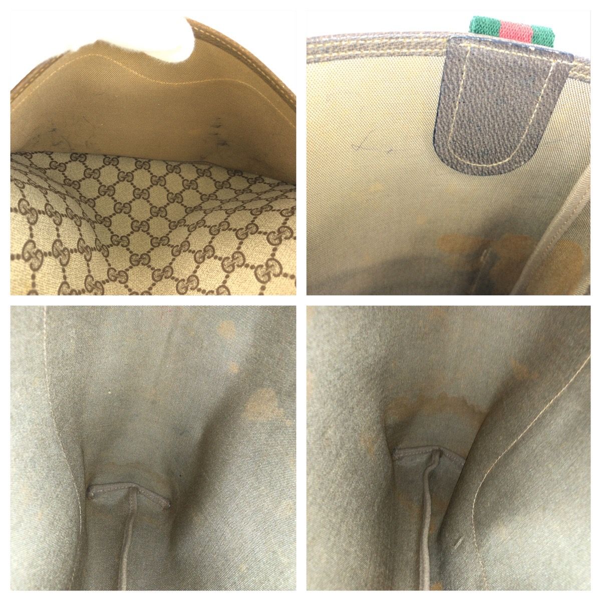 Gucci Vintage Sherry Line Beige Brown GG Supremecanvas Leather Tote Shoulder — view 6