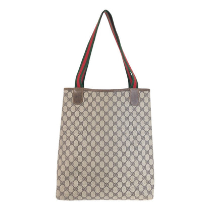 Gucci Vintage Sherry Line Beige Brown GG Supremecanvas Leather Tote Shoulder — view 2
