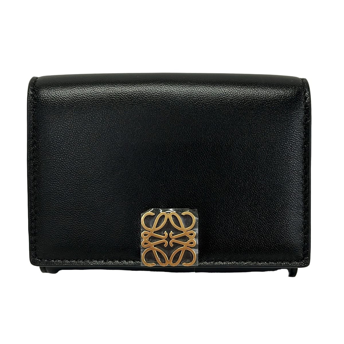 Loewe Anagram Wallet Black Gold Leather
